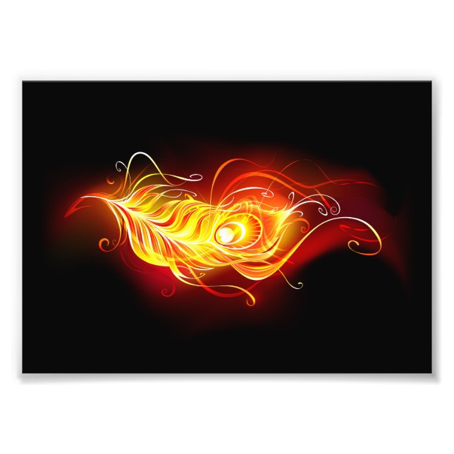Fire Peacock Feather Photo Print (Front)