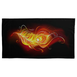 Fire Peacock Feather Pillowcase