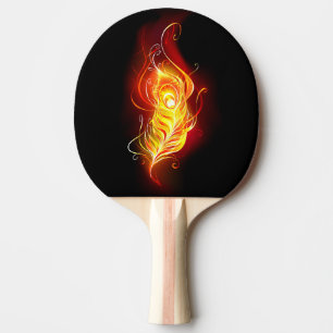 Fire Peacock Feather Ping Pong Paddle
