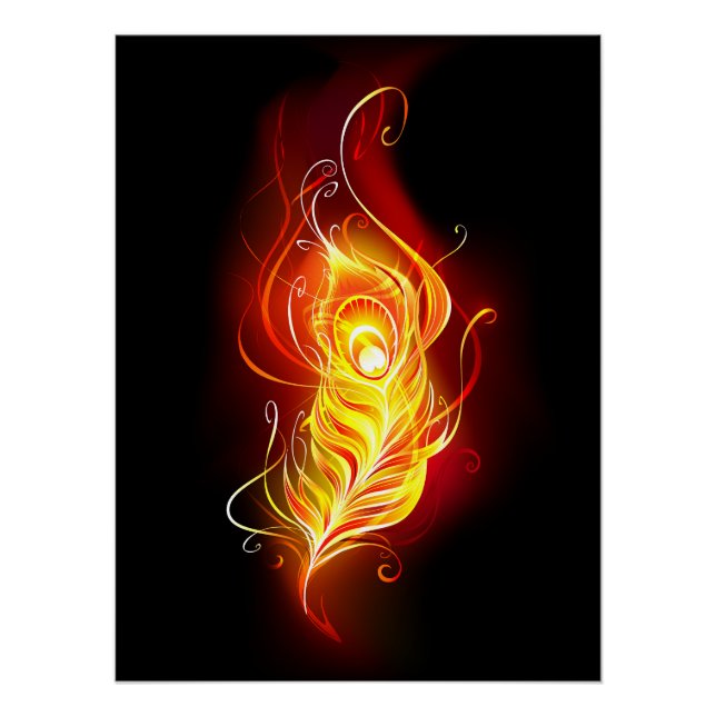 Fire Peacock Feather Poster (Front)