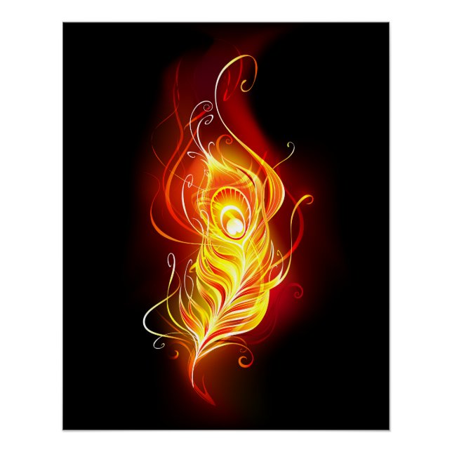 Fire Peacock Feather Poster (Front)