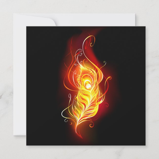 Fire Peacock Feather Save The Date (Front)