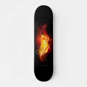 Fire Peacock Feather Skateboard