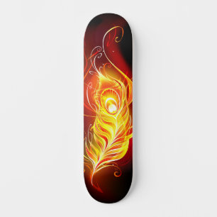 Fire Peacock Feather Skateboard
