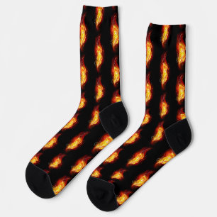 Fire Peacock Feather Socks