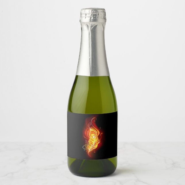 Fire Peacock Feather Sparkling Wine Label (Front)