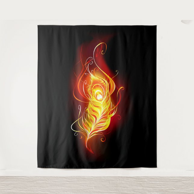 Fire Peacock Feather Tapestry (Front)