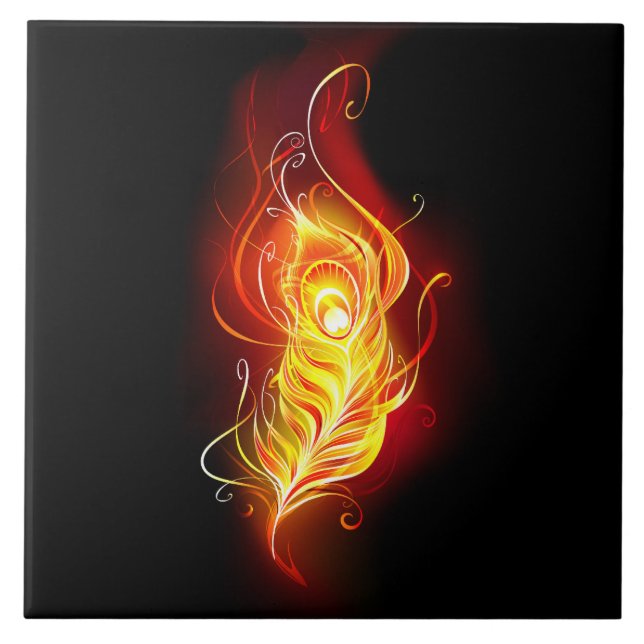 Fire Peacock Feather Tile (Front)