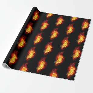 Fire Peacock Feather Wrapping Paper