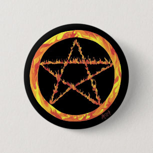 Fire Pentacle 2 Inch Round Button