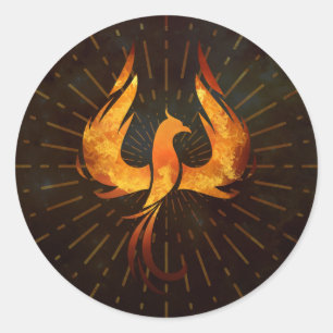Fire Phoenix Bird Classic Round Sticker