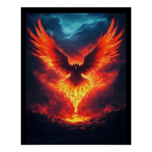 Fire Phoenix Rising, Customizable Poster