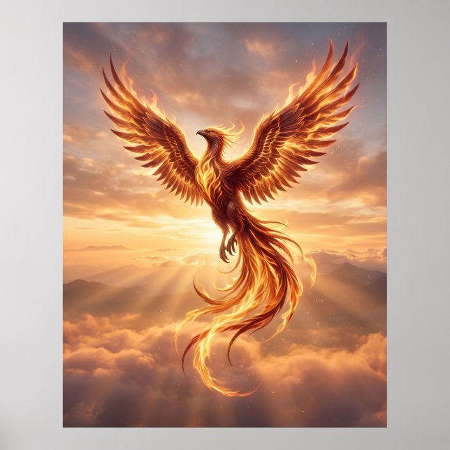 Fire Phoenix Rising Dawn Poster (Front)