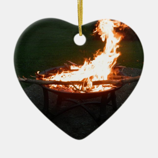 Fire pit bonfire image ceramic ornament (Front)