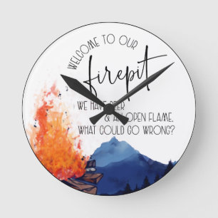 Fire Pit  Round Clock