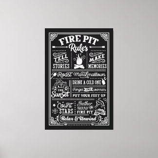 Fire Pit Rules - beige Canvas Print