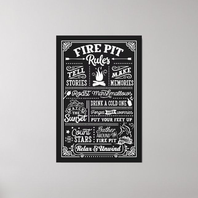 Fire Pit Rules - beige Canvas Print (Front)