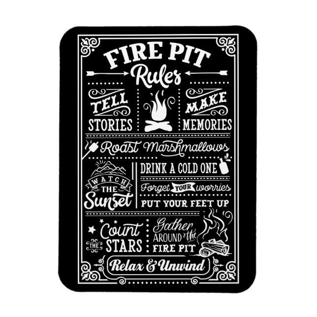Fire Pit Rules - beige Magnet (Vertical)