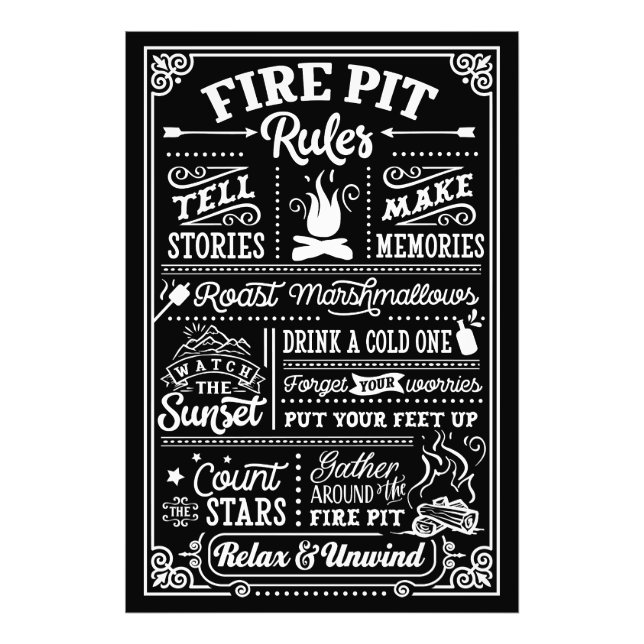 Fire Pit Rules - beige Photo Print (Front)