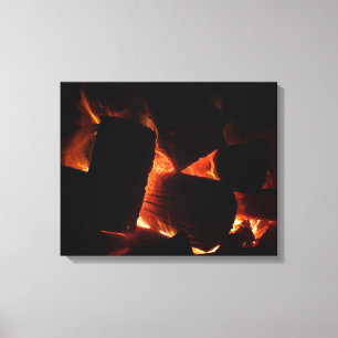 Fire Pit Winter Burning Logs Canvas Print
