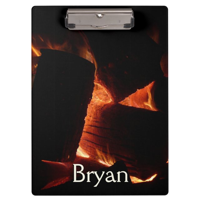 Fire Pit Winter Burning Logs Clipboard (Front)