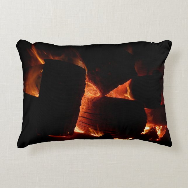 Fire Pit Winter Burning Logs Decorative Pillow (Front)