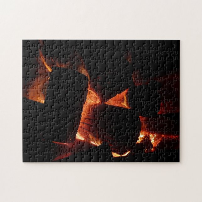 Fire Pit Winter Burning Logs Jigsaw Puzzle (Horizontal)