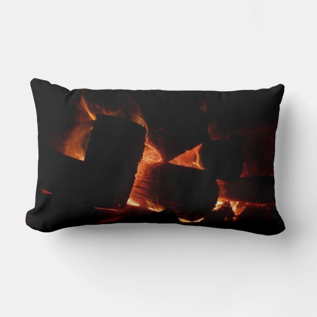 Fire Pit Winter Burning Logs Lumbar Pillow (Front)