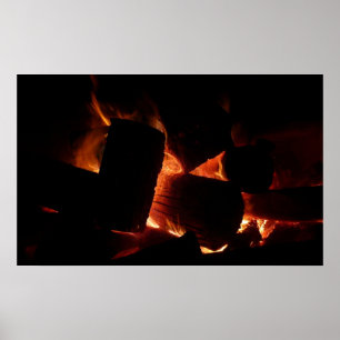 Fire Pit Winter Burning Logs Poster