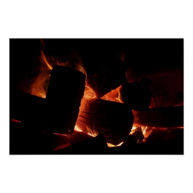 Fire Pit Winter Burning Logs Poster (Front)