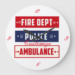 Fire Police Ambulance Thunder_Cove Large Clock