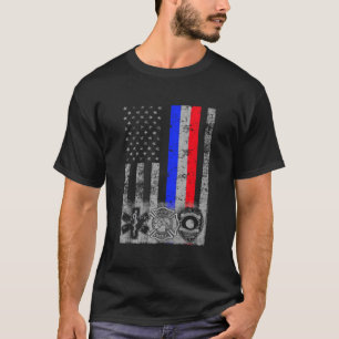 Fire Police Emt First Responder Flag T-Shirt