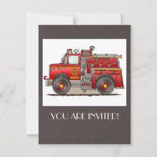 Fire Pumper Rescue Truck Invitation