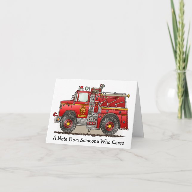 Fire Pumper Rescue Truck Note Card (Front)
