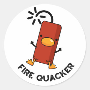 Fire Quacker Funny Fireworks Pun Classic Round Sticker