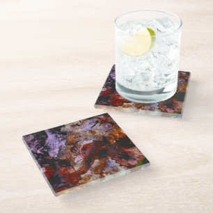 Fire Quartz Crystal Geode Marble Abstract Glass Coaster