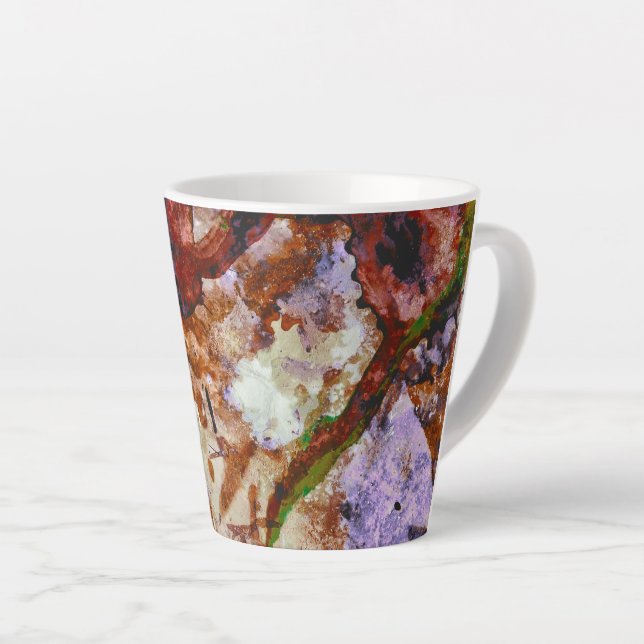 Fire Quartz Crystal Geode Marble Abstract Latte Mug (Right Angle)