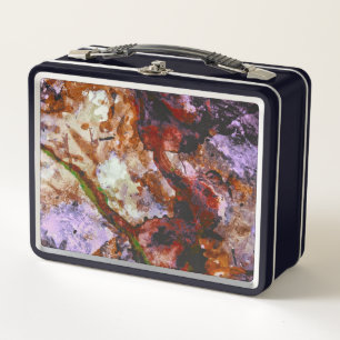 Fire Quartz Crystal Geode Marble Abstract Metal Lunch Box