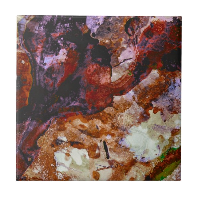 Fire Quartz Crystal Geode Marble Abstract Tile (Front)