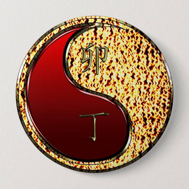 Fire Rabbit 4 Inch Round Button (Front)