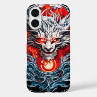 Fire Red Flame Mythical Dragon Head