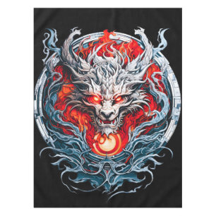 Fire Red Flame Mythical Dragon Head Tablecloth