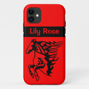 Fire Red Pony Horse Stallion Steed Line Art iPhone 11 Case