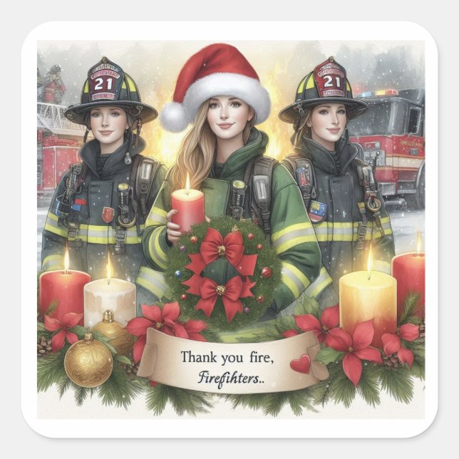 Fire relief concertthank you for firefighters square sticker (Front)