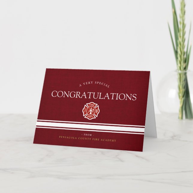 Fire Rescue Academy Custom Red Congrats Card (Front)