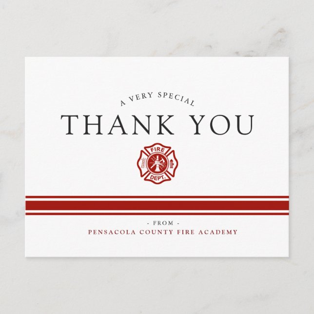 Fire Rescue Academy Custom Thank You Postcard (Front)