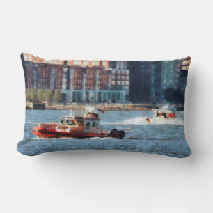 Fire Rescue Boat Hudson River Lumbar Pillow