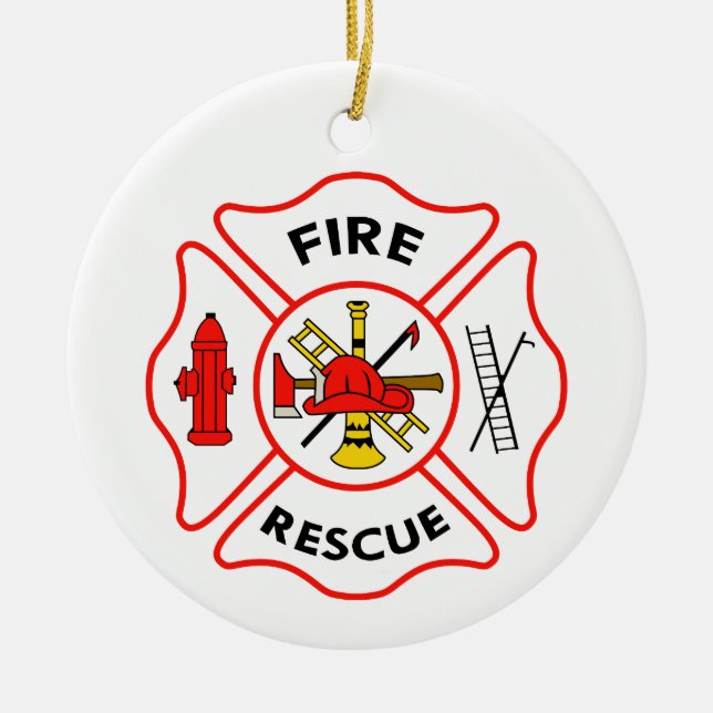 fire rescue ceramic ornament (Front)