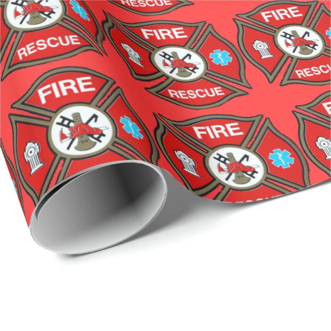 Fire Rescue Cross Cross Christmas Wrapping Paper (Roll Corner)