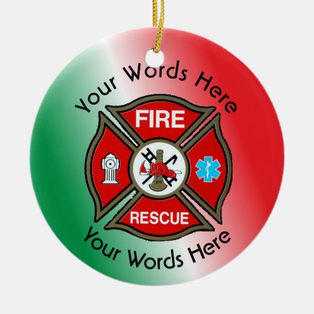 Fire Rescue Cross Custom Ceramic Ornament (Front)